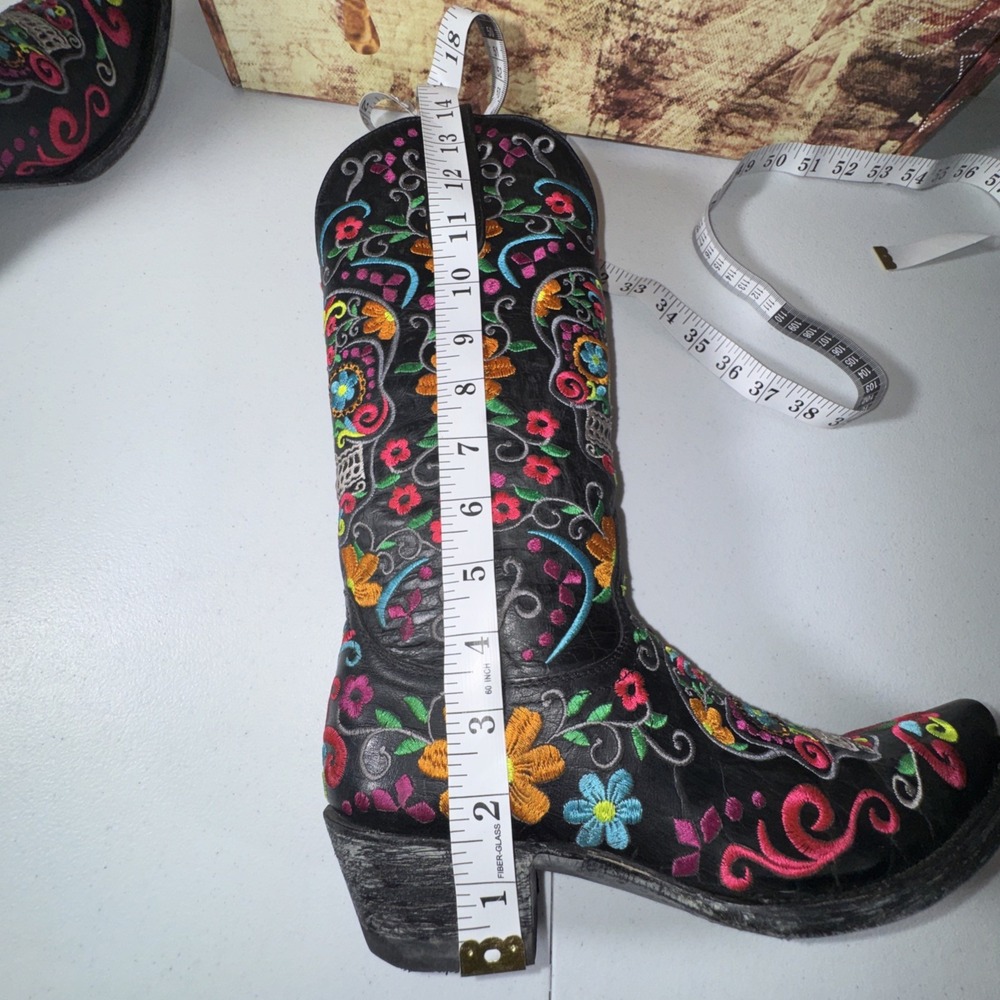 Old Gringo Black Sugar Skull Western Gothic Cowboy Boots 7.5 Dia De Los Muertos - Picture 12 of 16